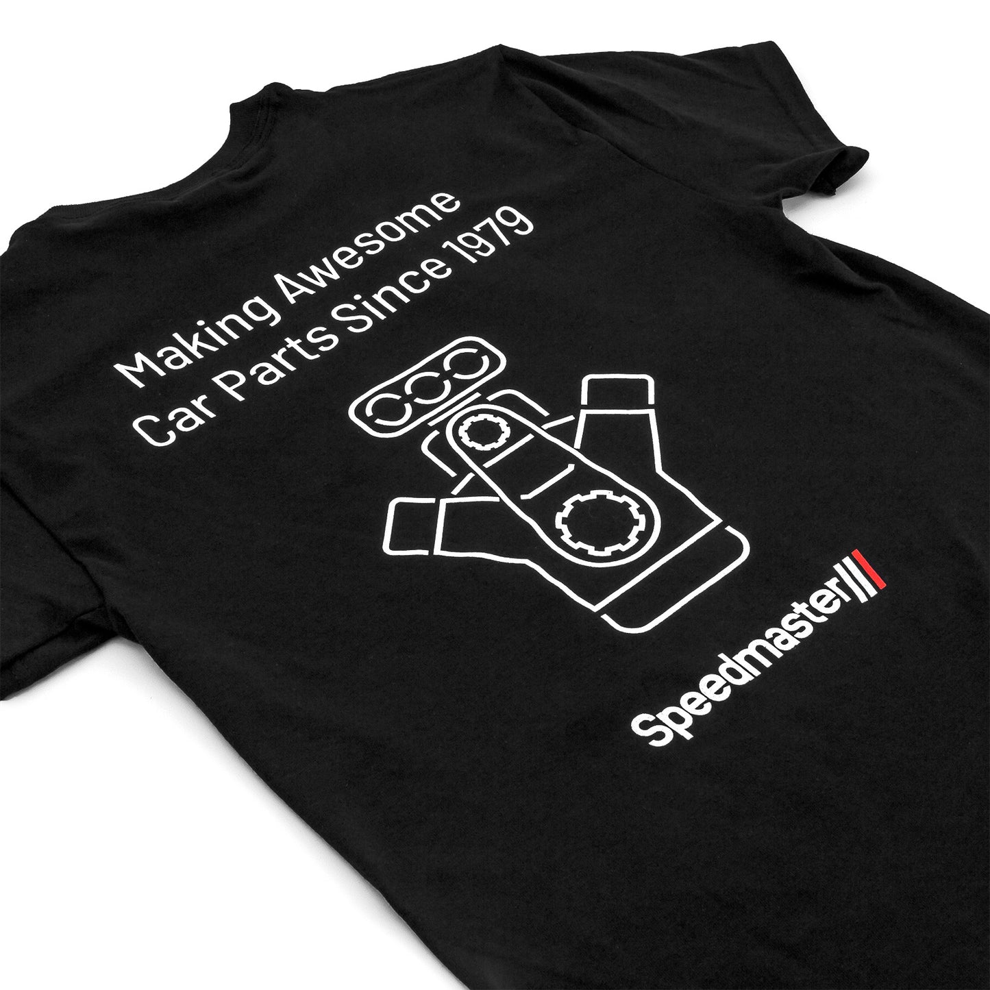 Camiseta de algodón negra Speedmaster Engine