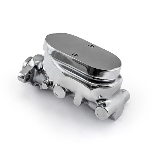 Cilindro maestro de freno universal GM de aluminio con parte superior lisa y cromado (diámetro interior de 1,125")