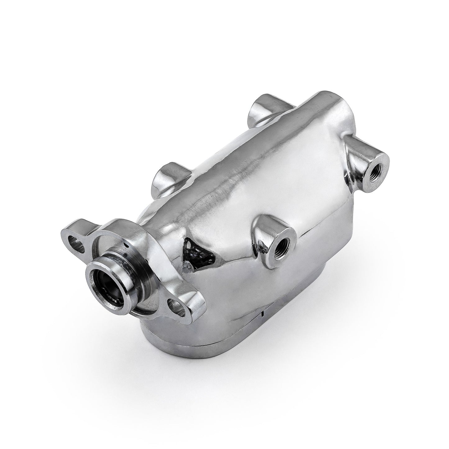 Cilindro maestro de freno universal GM de aluminio con aletas superior, cromado (diámetro interior de 1,000")