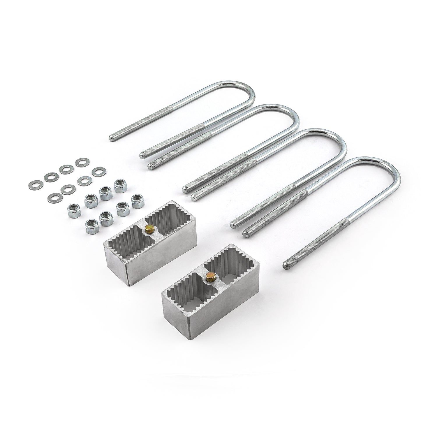 Kit de elevación y descenso de 2" con bloque de aluminio, pernos en U y herrajes