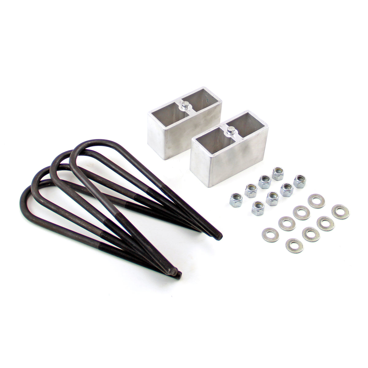 Kit de elevación y descenso de 3" con bloque de aluminio, pernos en U y herrajes