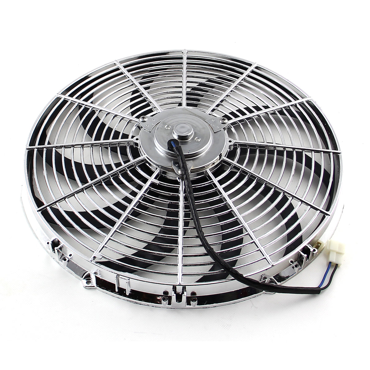 16" Reversable 12V 'S' Blade Radiator Electric Thermo Fan - Chrome