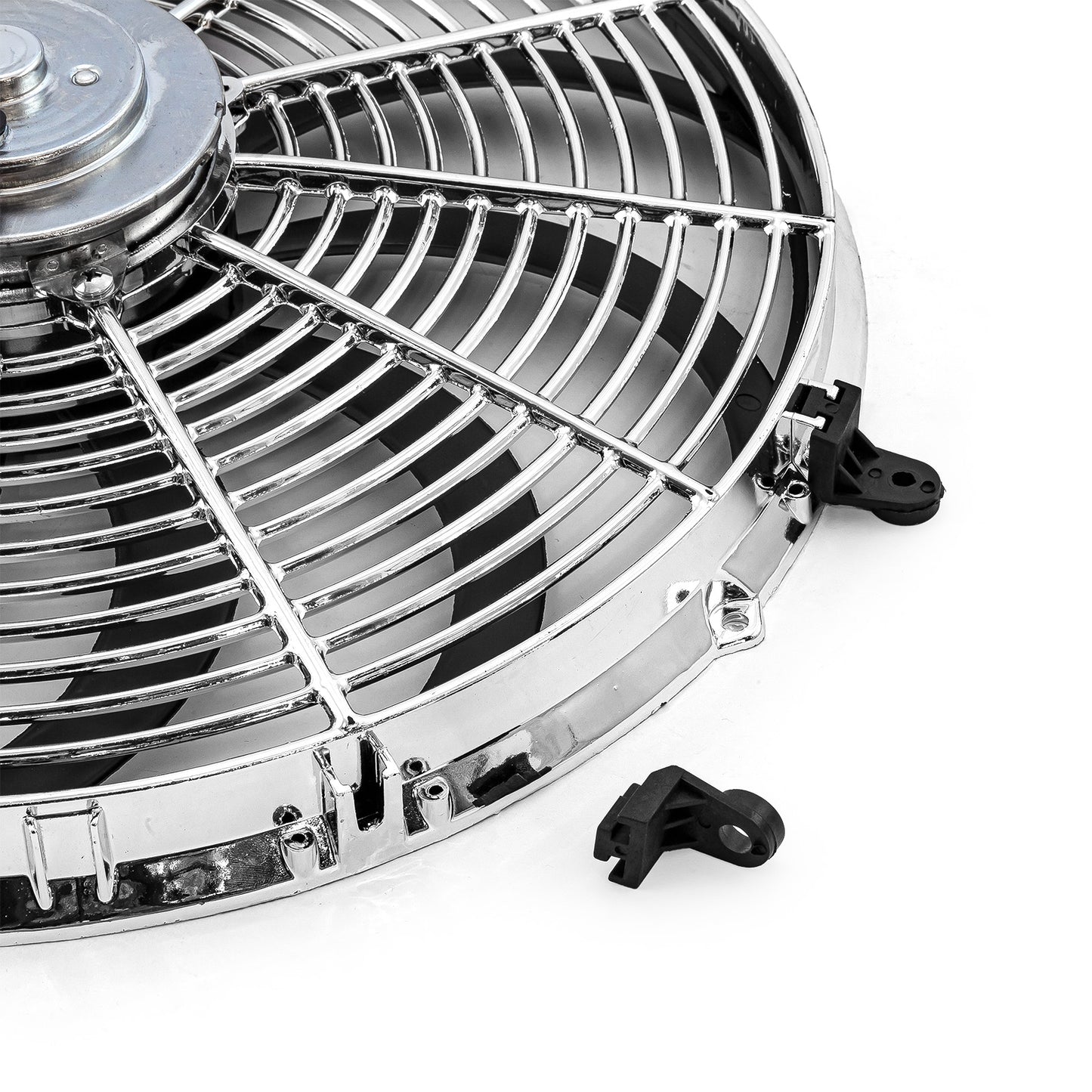 16" Reversable 12V 'S' Blade Radiator Electric Thermo Fan - Big Motor Chrome