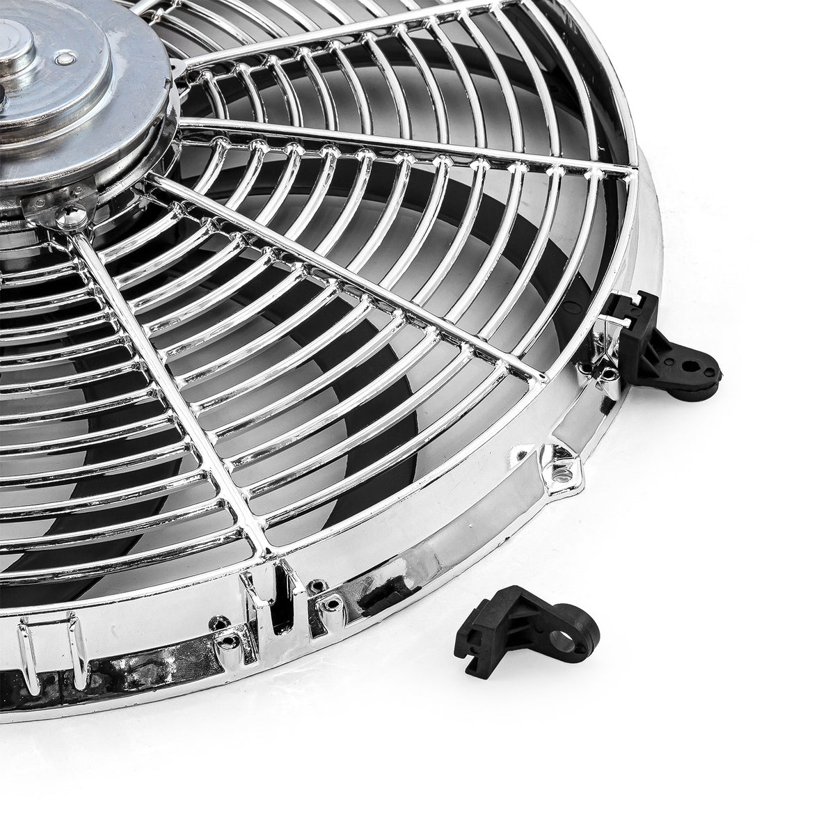16" Reversable 12V 'S' Blade Radiator Electric Thermo Fan - Big Motor Chrome