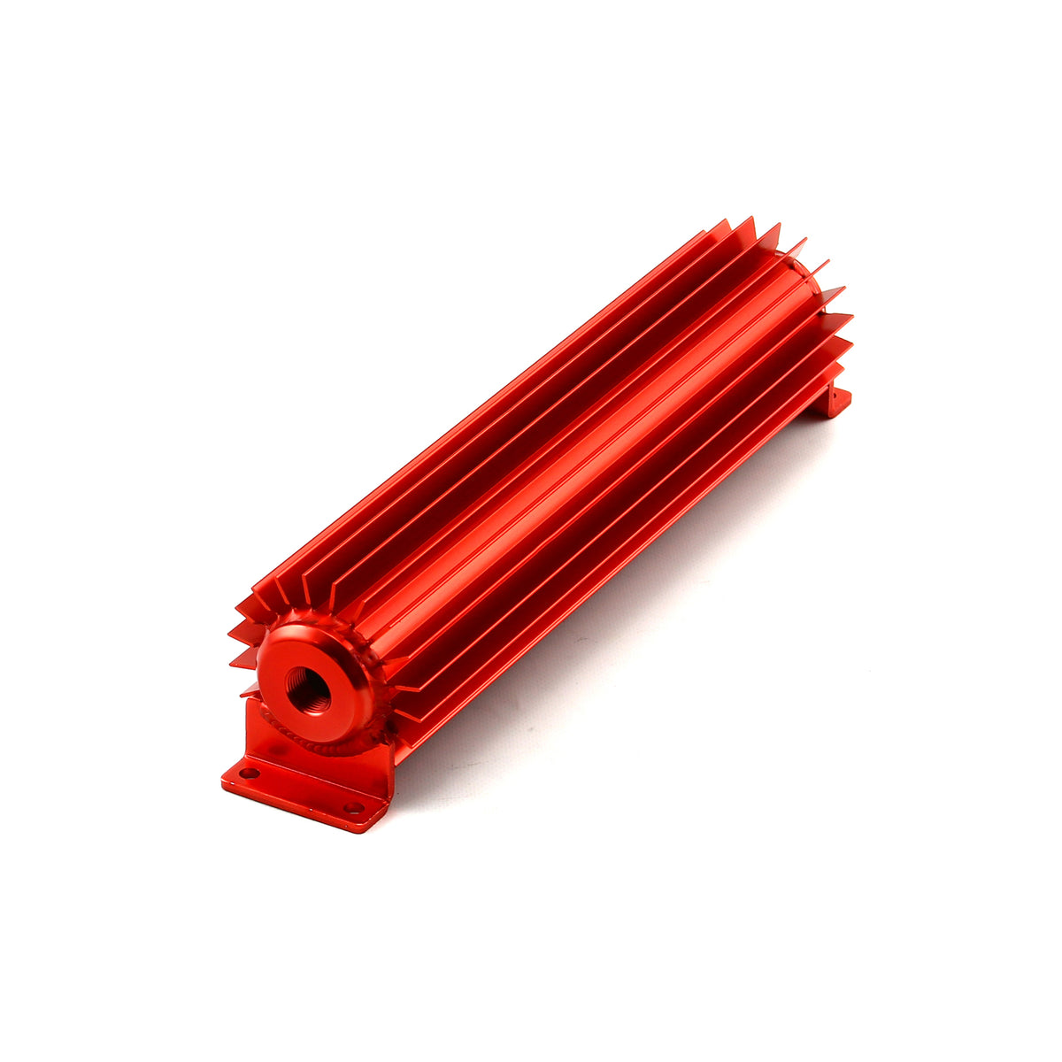 12" Red Anodized Single Pass Transmission Oil Cooler With Fittings