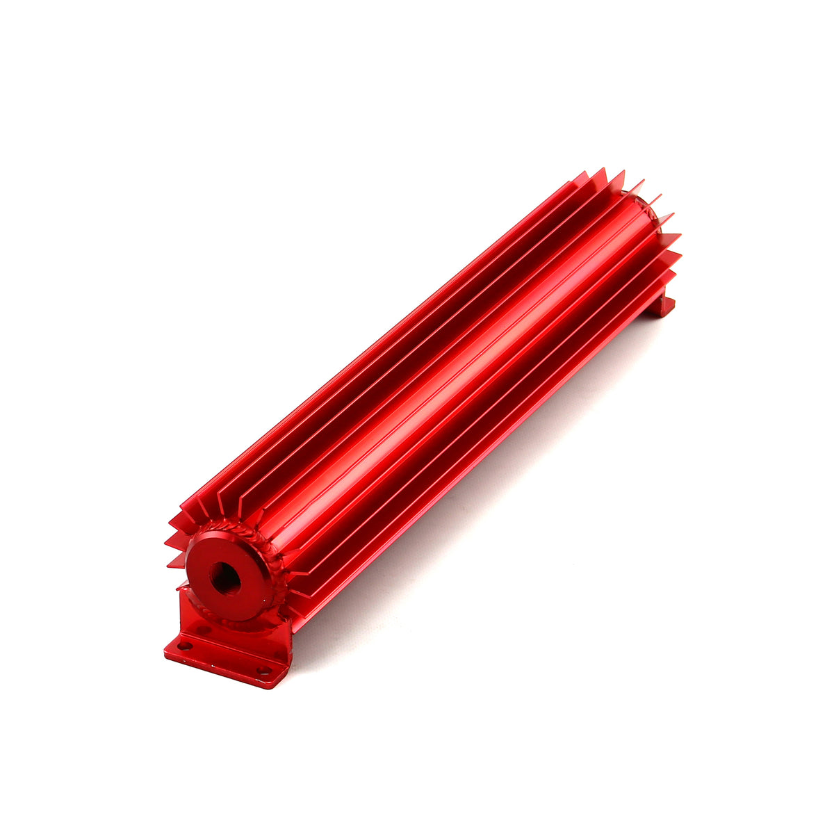 15" Red Anodized Single Pass Transmission Oil Cooler With Fittings