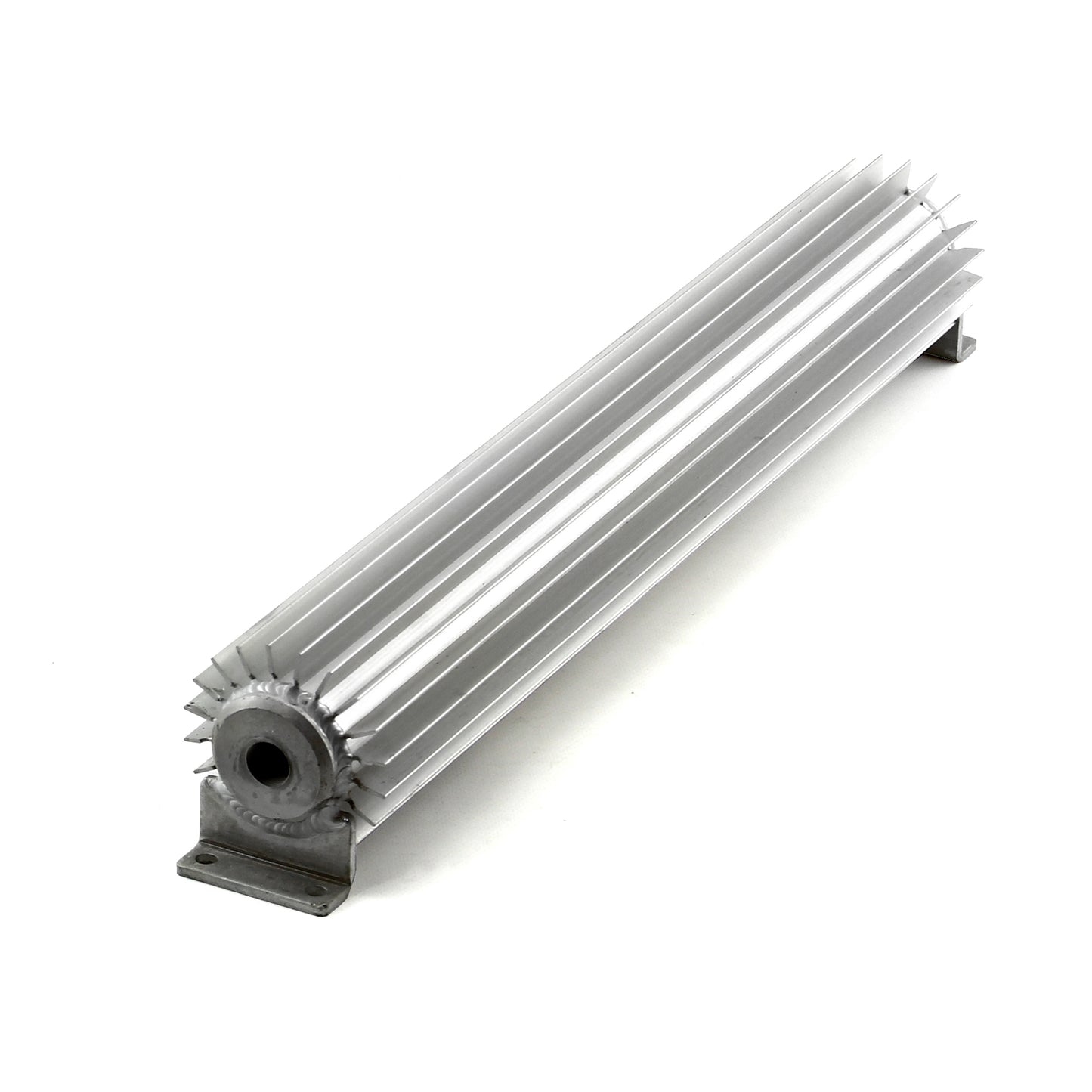 18" Silver Anodized Single Pass Transmission Oil Cooler With Fittings