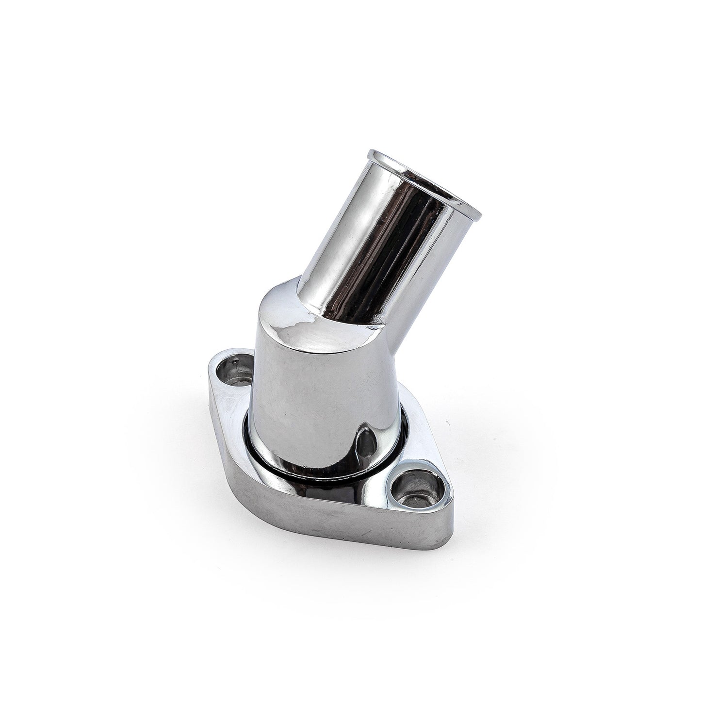 Carcasa de termostato de aluminio con cuello de agua cromado para Chevy SBC 350 con giro de 45 grados