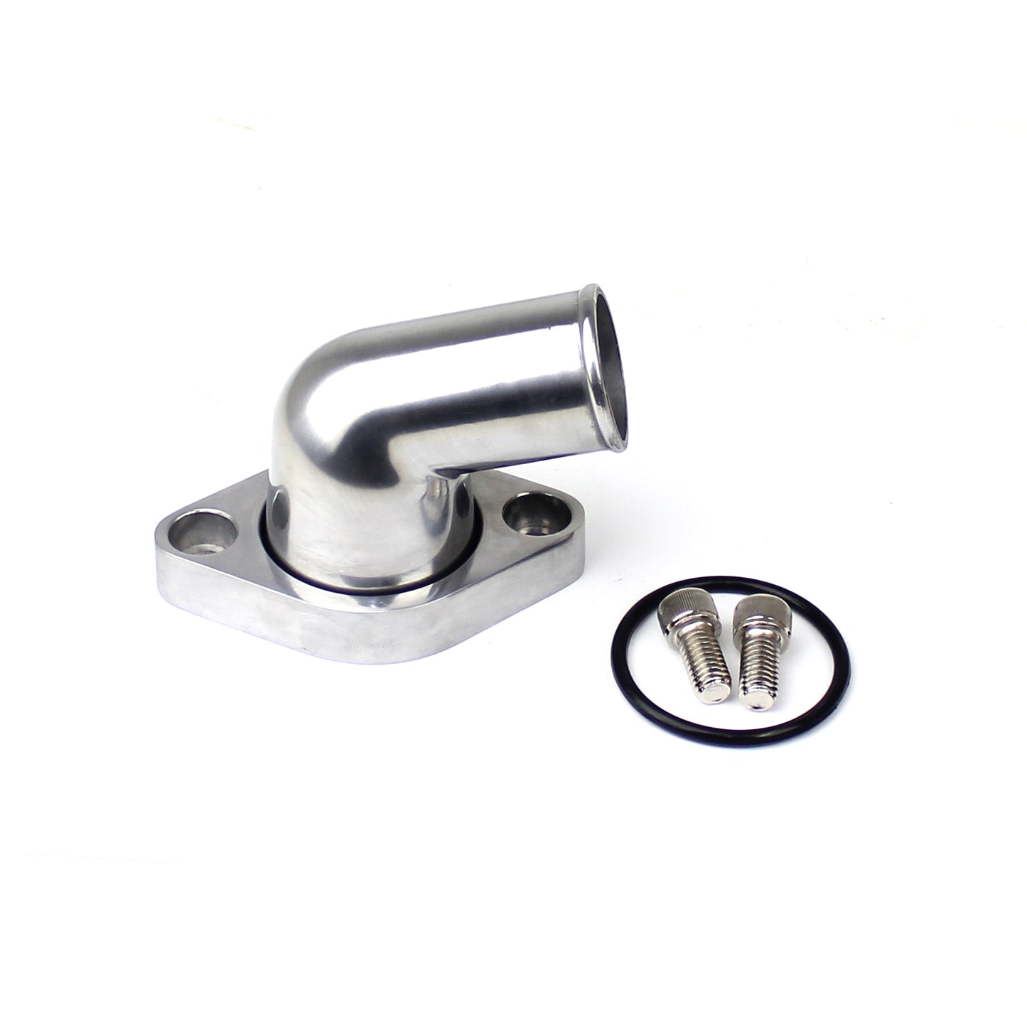 Carcasa de termostato de aluminio con cuello de agua pulido y giro de 15 grados para Chevy SBC 350