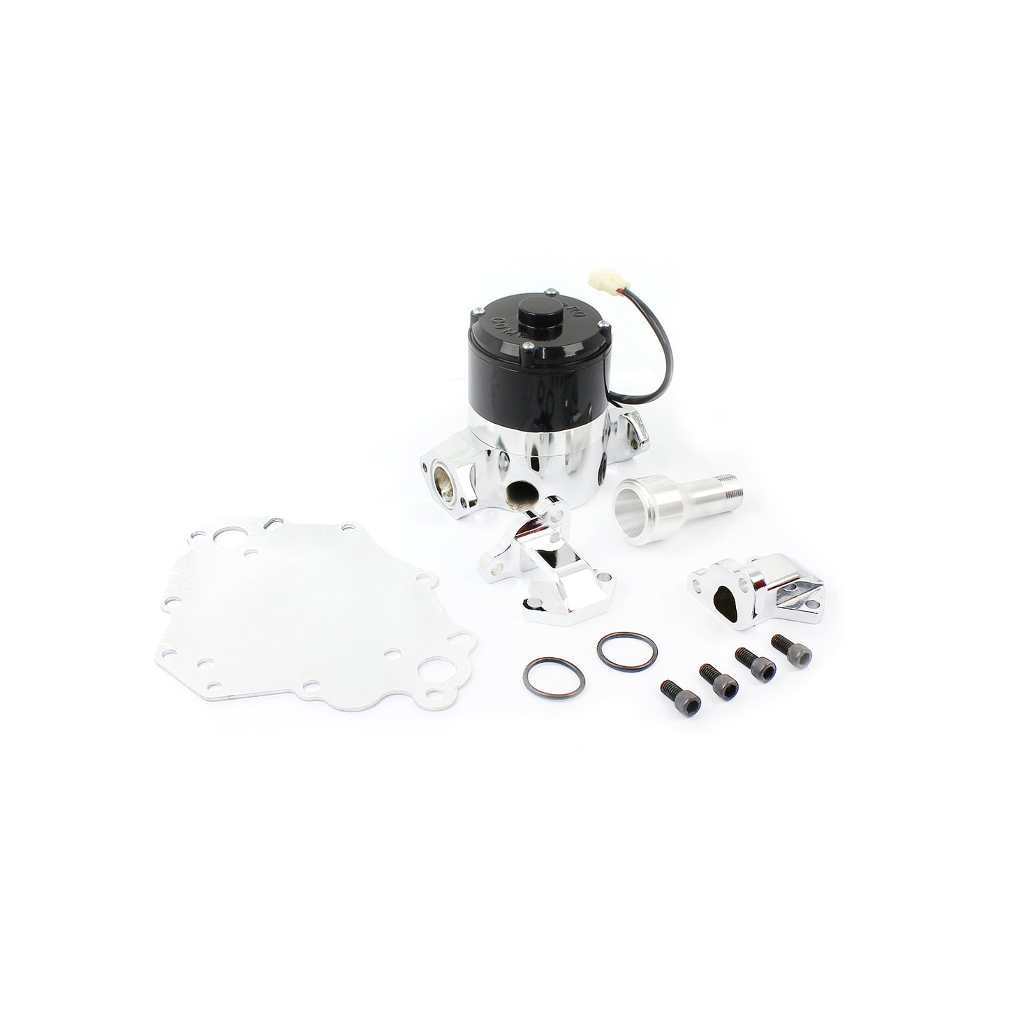 Bomba de agua eléctrica Ford 302 351C Cleveland de 35+ Gpm cromada y placa