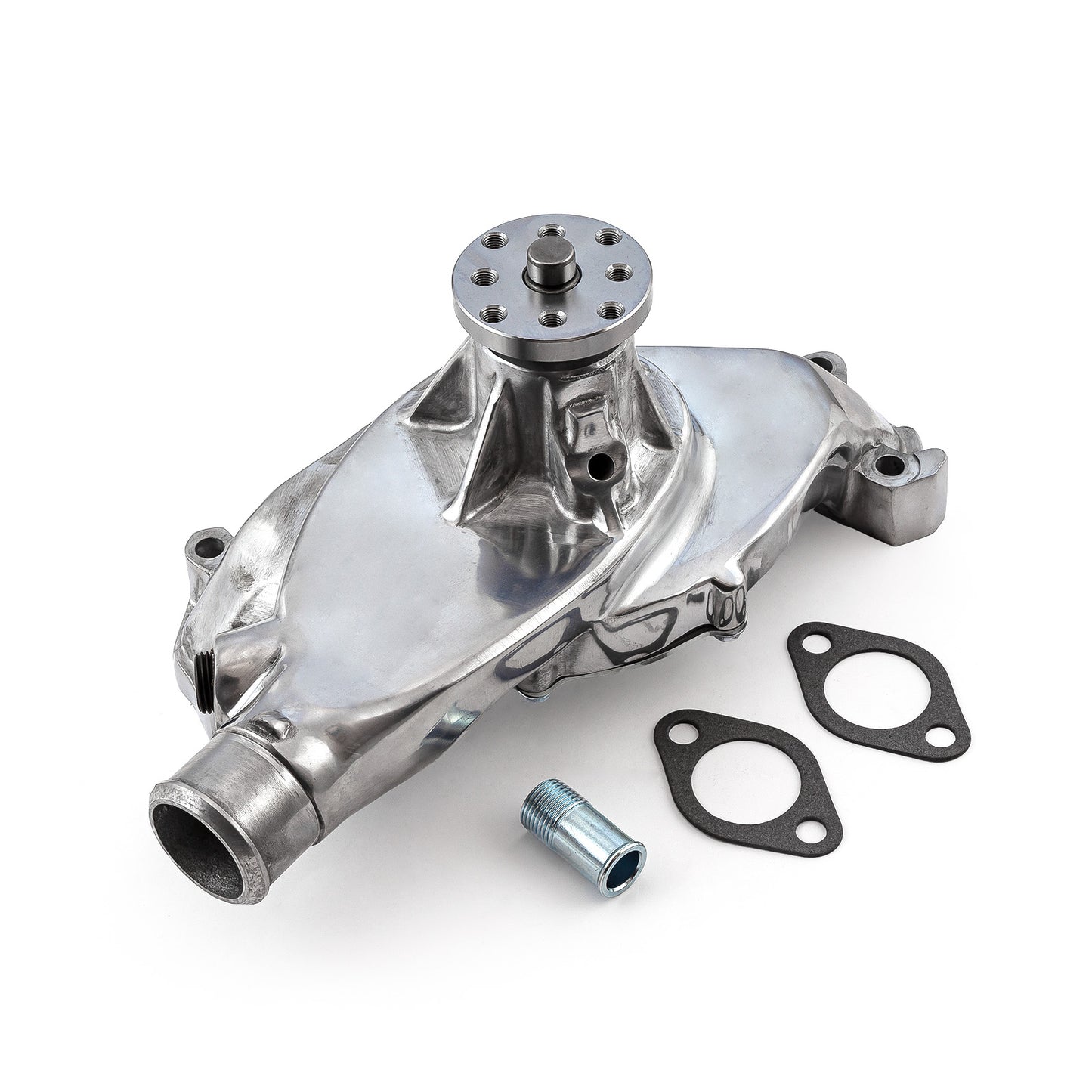 Bomba de agua corta de aluminio pulido de alto volumen para Chevy BBC 454