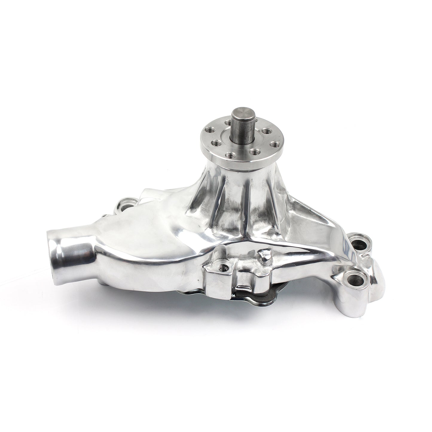 Bomba de agua corta de aluminio pulido de alto volumen Chevy SBC 350 con puerto de calefacción