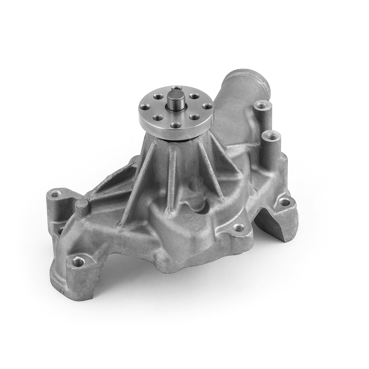 Chevy SBC 350 HV Straight Impeller Aluminum Long Water Pump Satin