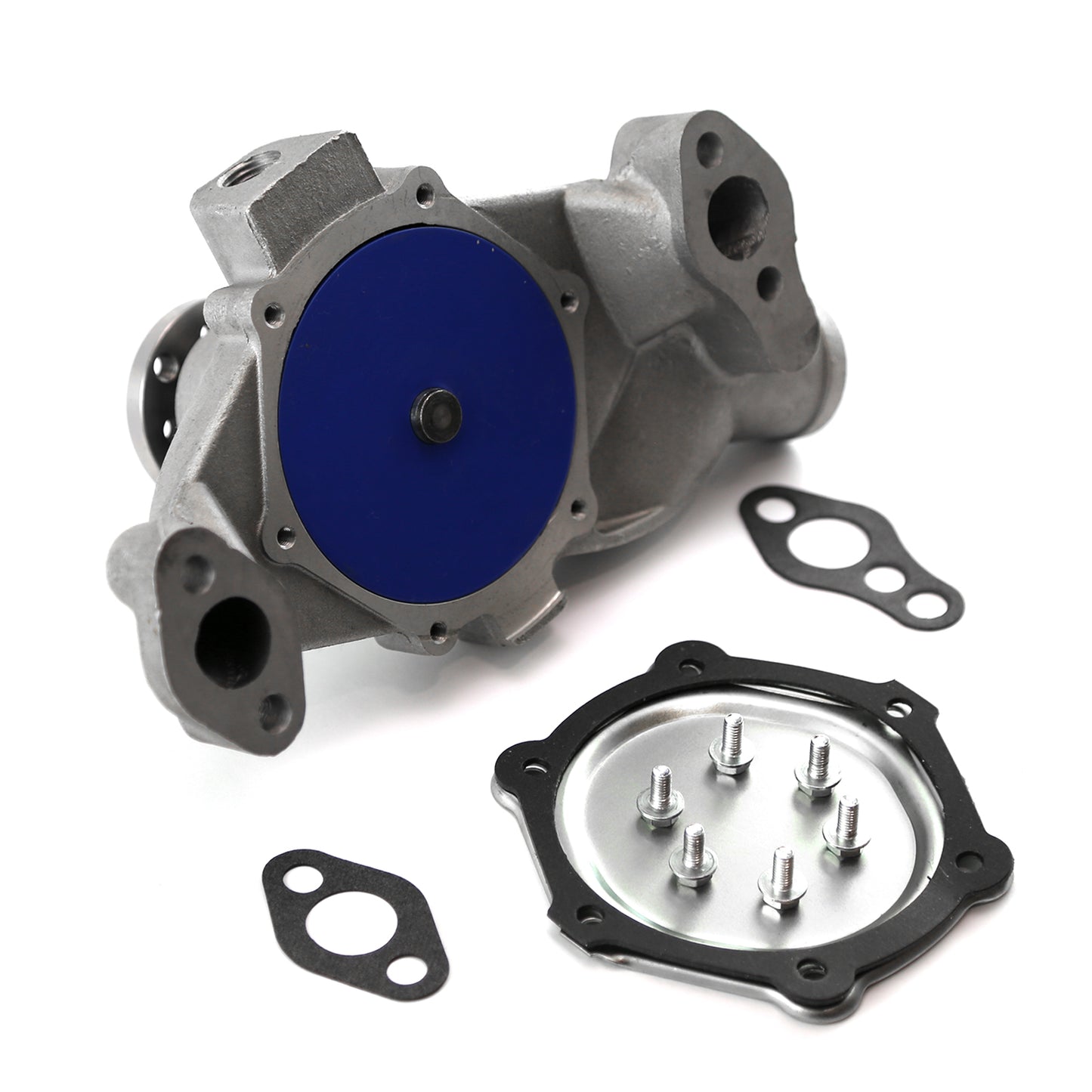 Bomba de agua corta de aluminio con impulsor recto Chevy SBC 350 HV, satinada