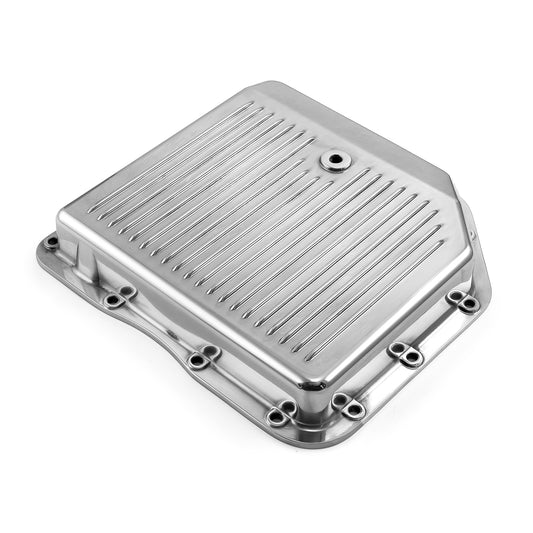 Cárter de aceite de transmisión de aluminio con aletas Turbo TH350 pulido