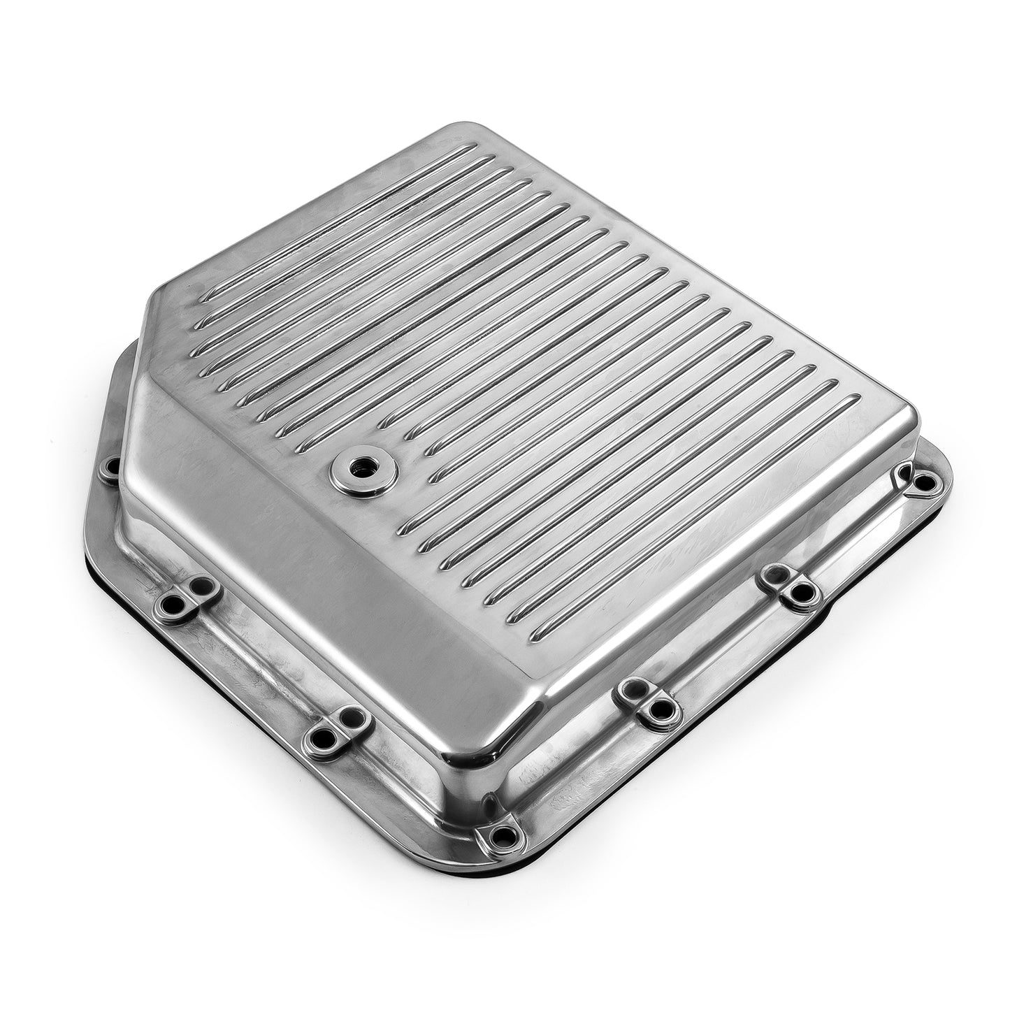 Cárter de aceite de transmisión de aluminio con aletas Turbo TH350 pulido