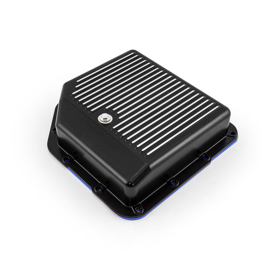 GM Turbo TH350 Finned Black Extra Capacity Aluminum Transmission Oil Pan