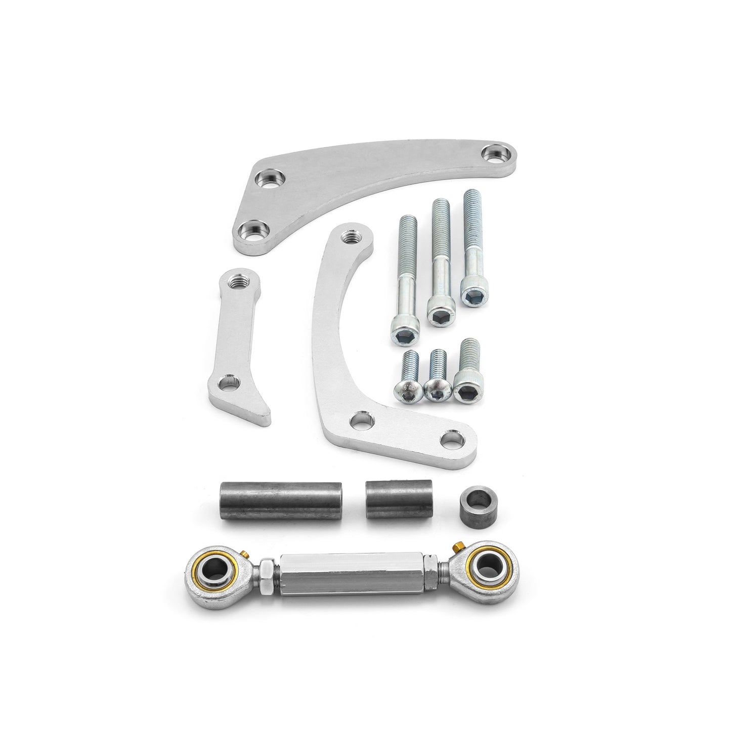 Kit de soporte de alternador y bomba de agua corta Chevy SBC 350, satinado