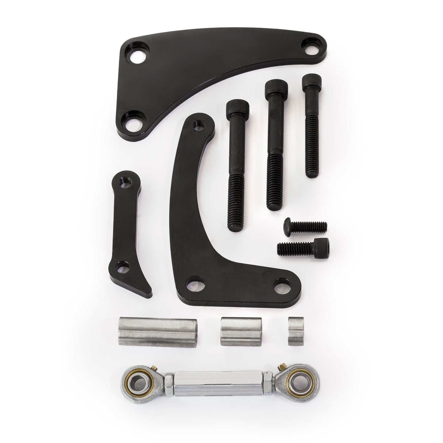 Kit de soporte de alternador de aluminio para bomba de agua corta Chevy SBC 350 Swp, color negro