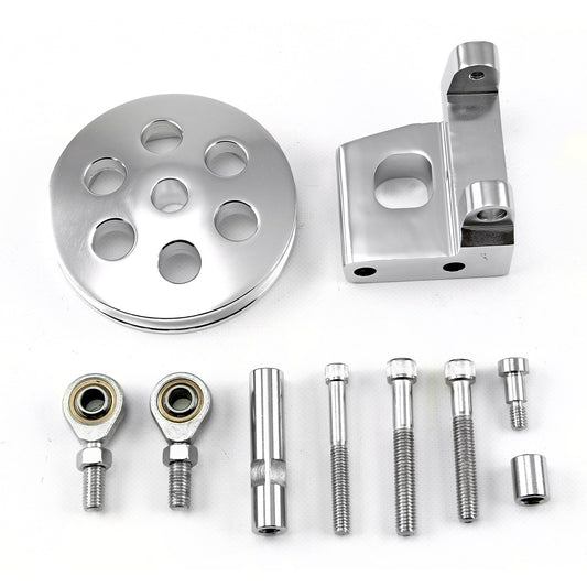 Chevy SBC 350 Type2 Billet Polished Aluminum Power Steering Bracket Kit w/Pulley