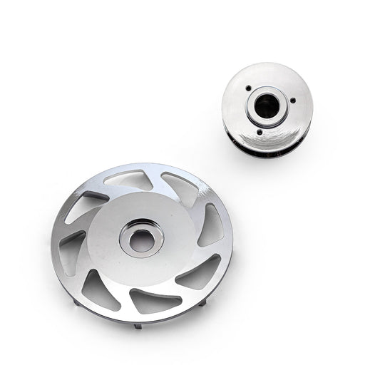 Chevy Ford Six Groove Serpentine Silver Billet Alternator Pulley & Fan Kit