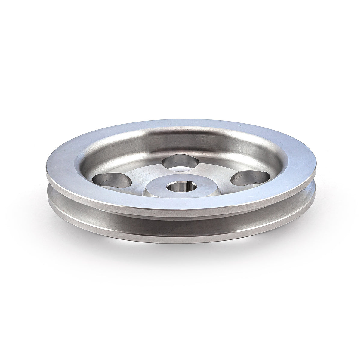 Polea de dirección asistida de aluminio satinado de 1 ranura en V para Chevy GM (Keway de 1/8")