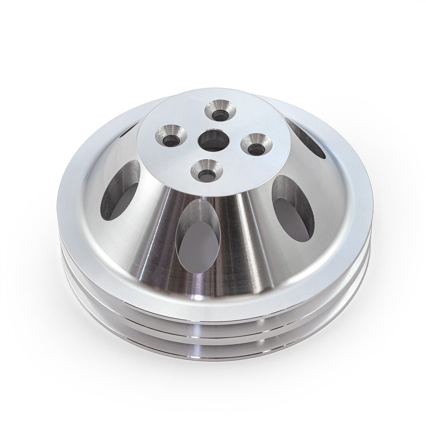 Polea de bomba de agua corta de aluminio billet Chevy SBC 350 con 2 ranuras para interruptor