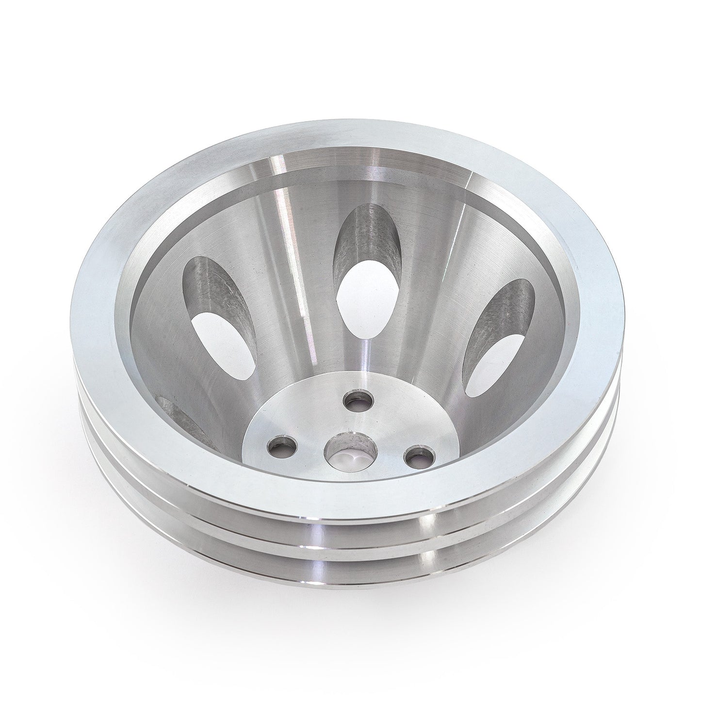 Polea de bomba de agua corta de aluminio billet Chevy SBC 350 con 2 ranuras para interruptor