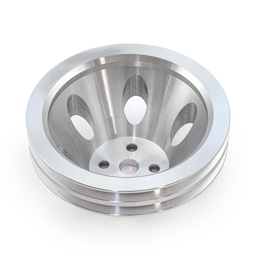 Polea de bomba de agua corta de aluminio billet Chevy SBC 350 con 2 ranuras para interruptor