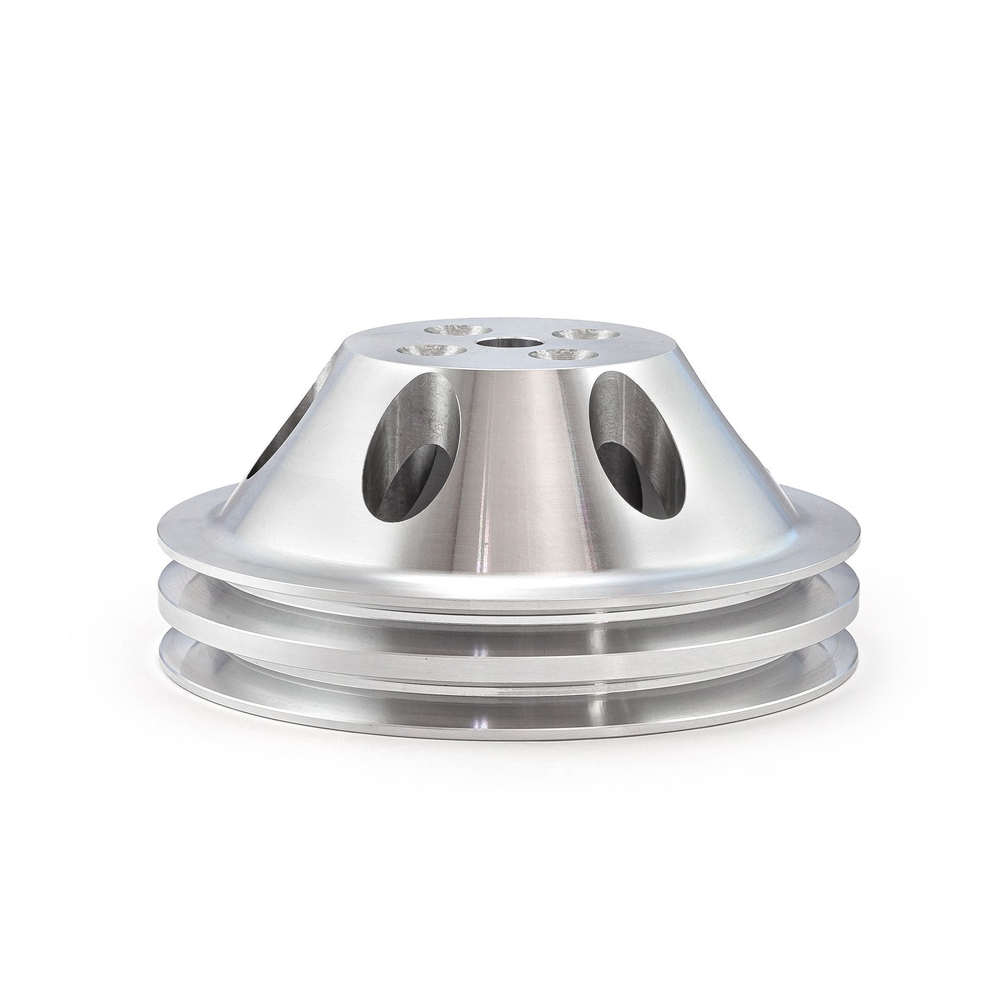 Polea de bomba de agua corta de aluminio billet Chevy SBC 350 con 2 ranuras para interruptor