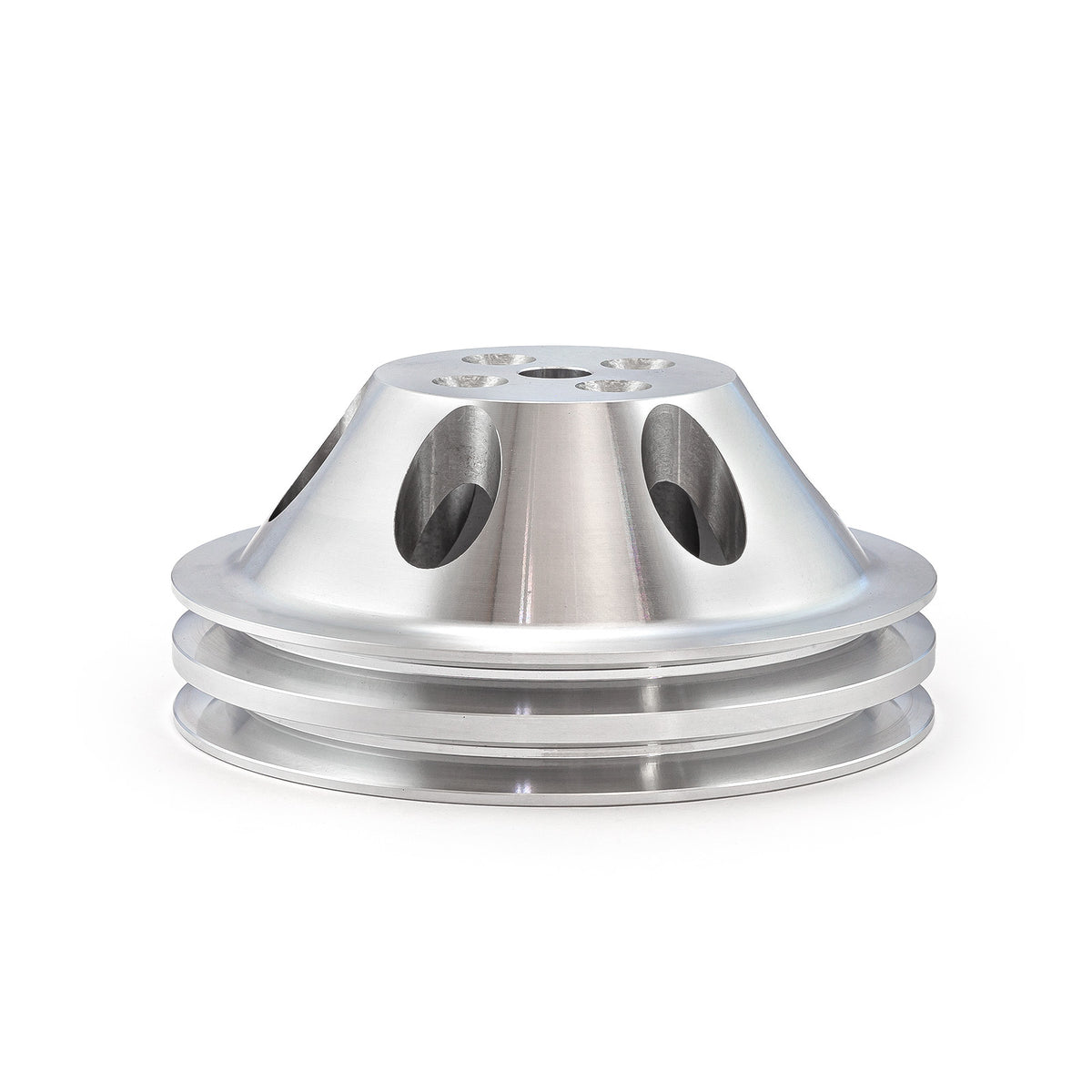 Polea de bomba de agua corta de aluminio billet Chevy SBC 350 con 2 ranuras para interruptor