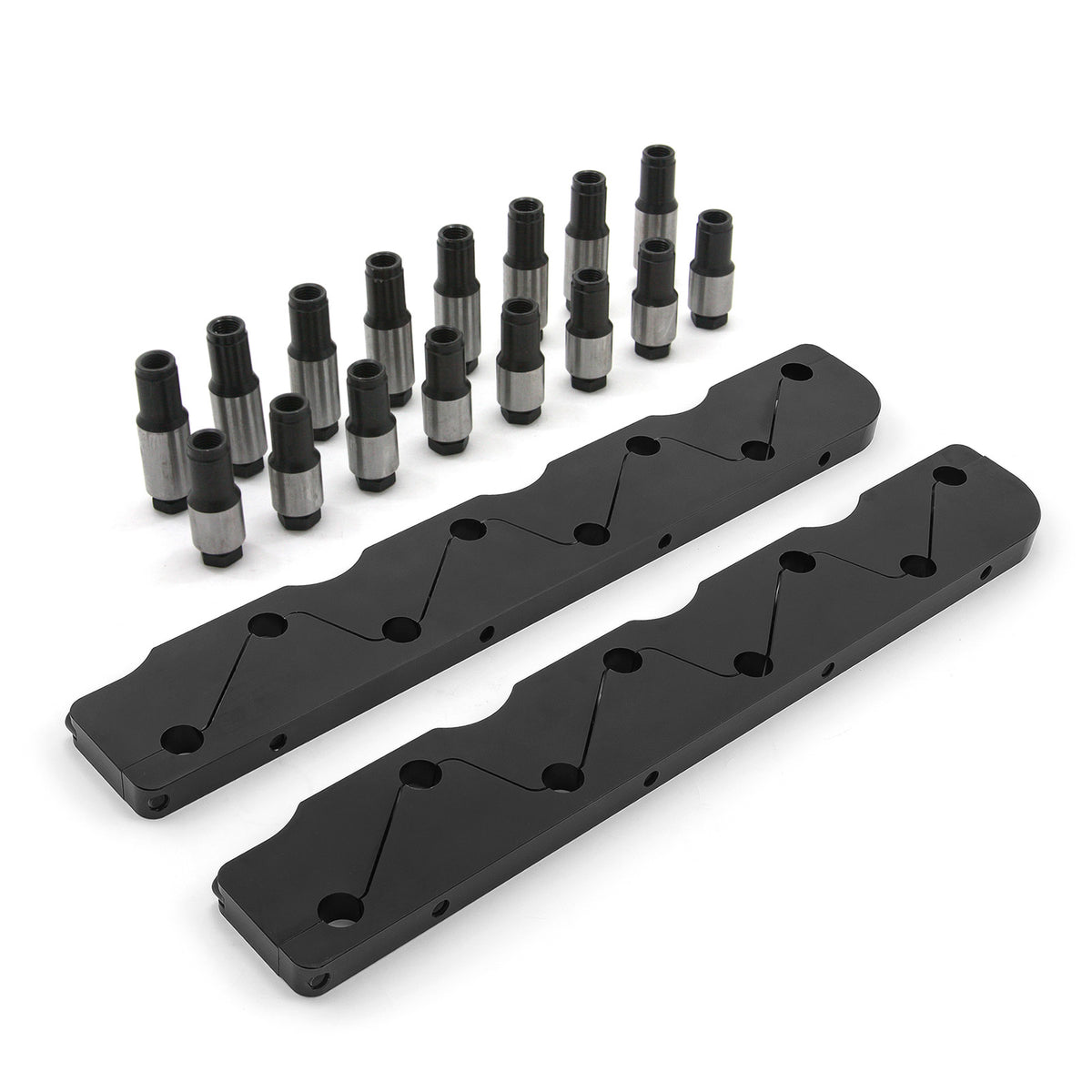 Kit de cinturón de balancín para Chevy BBC 454, negro, con tuercas Polylock de 7/16"