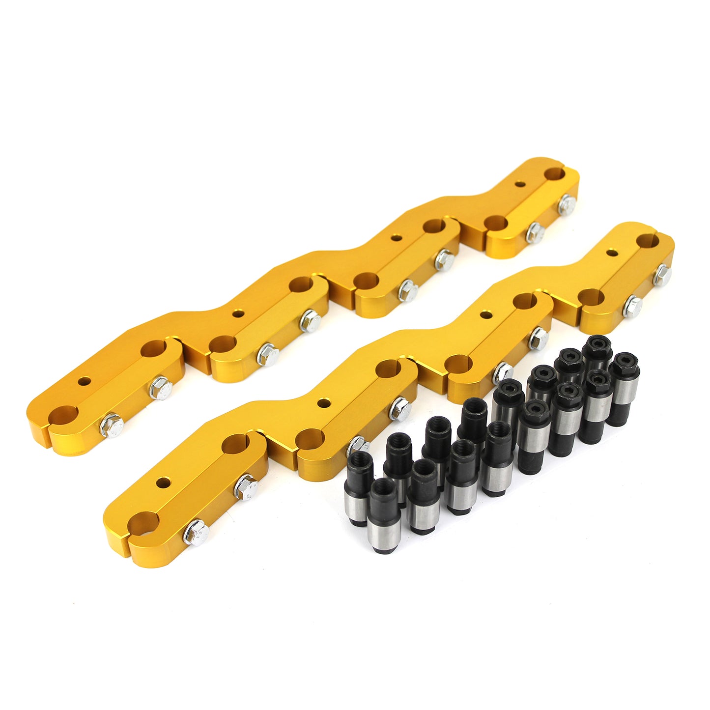 Ford 351C Cleveland Rocker Stud Girdle Kit Gold With 7/16" Polylock Nuts