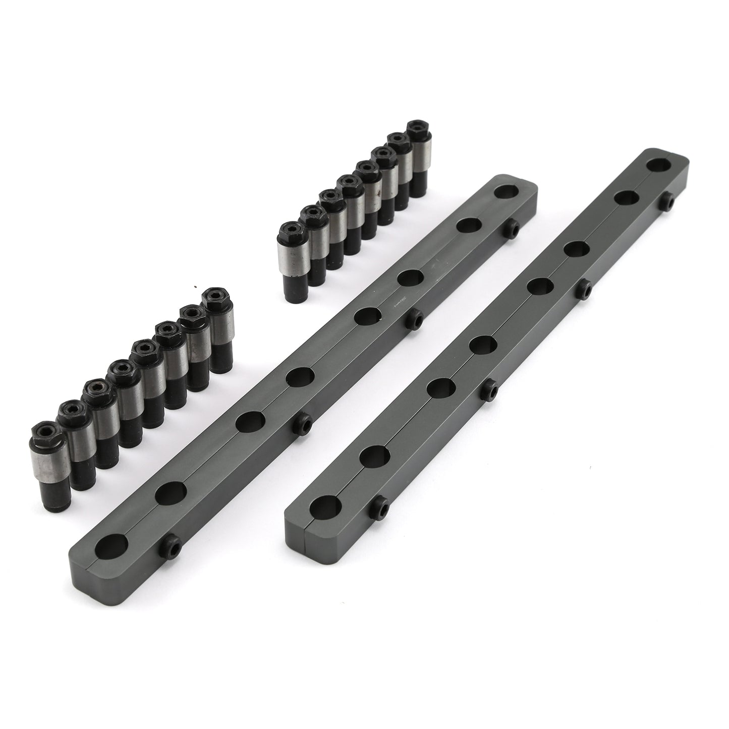 Ford SB 289 302 351 Windsor Rocker Stud Girdle Kit Silver With 7/16" Polylock Nuts