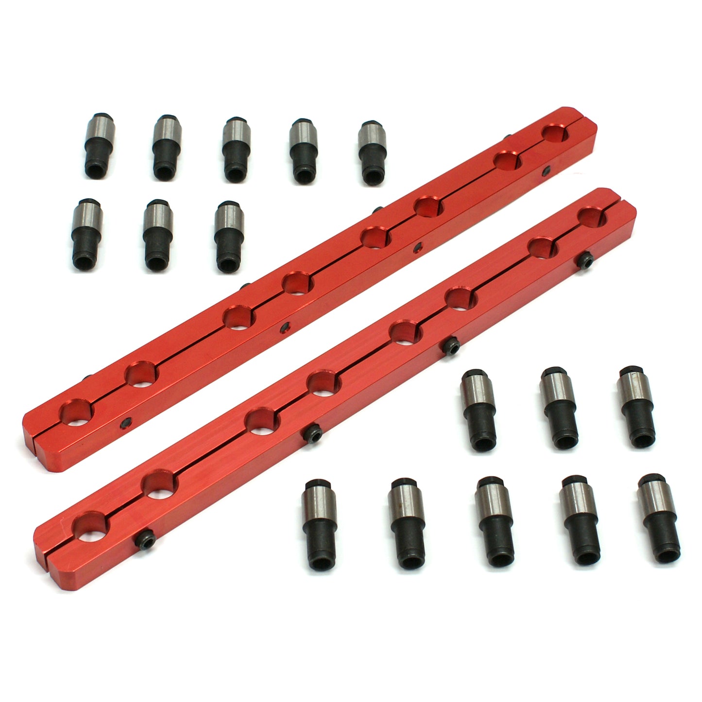 Ford SB 289 302 351 Windsor Rocker Stud Girdle Kit Red With 7/16" Polylock Nuts