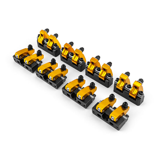 Chevy SBC 350 1.6 Ratio Alum. Shaft Mount Roller Rocker Arm Set (Zero Offset)