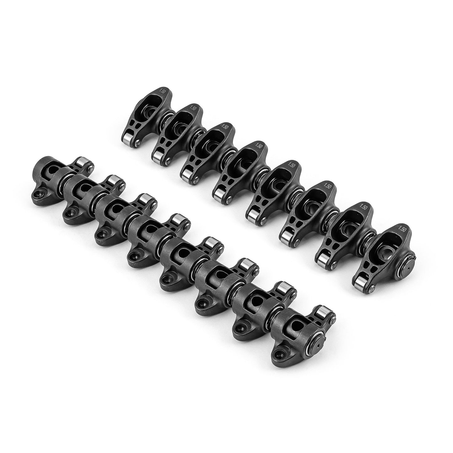 Juego de balancines de rodillos de cromo-molibdeno ultra negro de 3/8" para Chevy SBC 350, relación 1.5