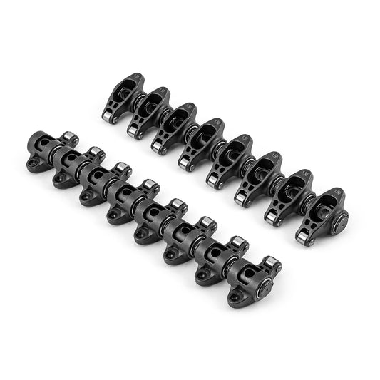 Juego de balancines de rodillos de cromo-molibdeno ultra negro de 3/8" para Chevy SBC 350, relación 1.5