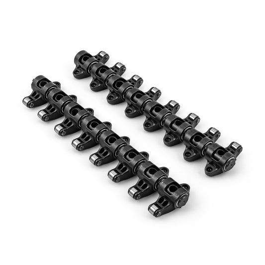Chevy SBC 350 1.5 Ratio 7/16" Ultra Black Chromoly Roller Rocker Arms Set