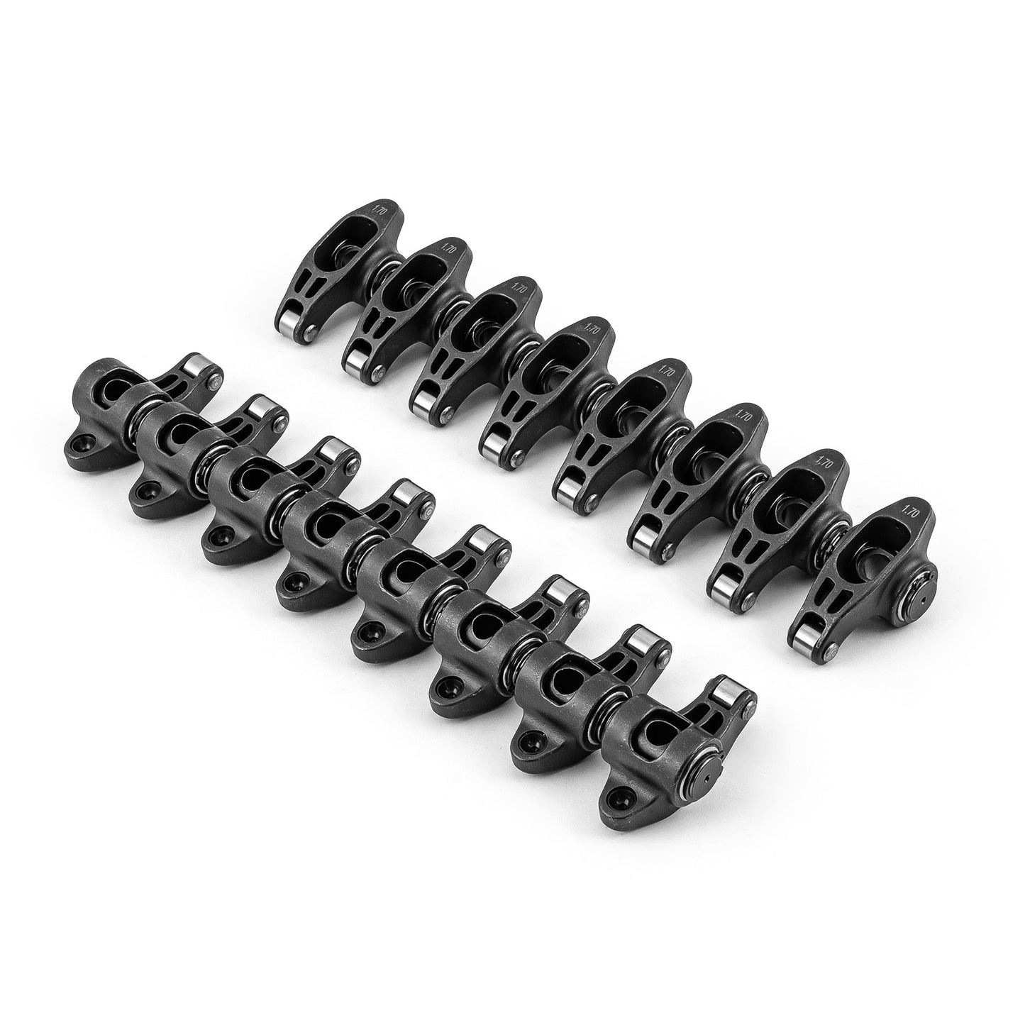 Chevy BBC 454 1.7 Ratio 7/16" Ultra Black Chromoly Roller Rocker Arms Set