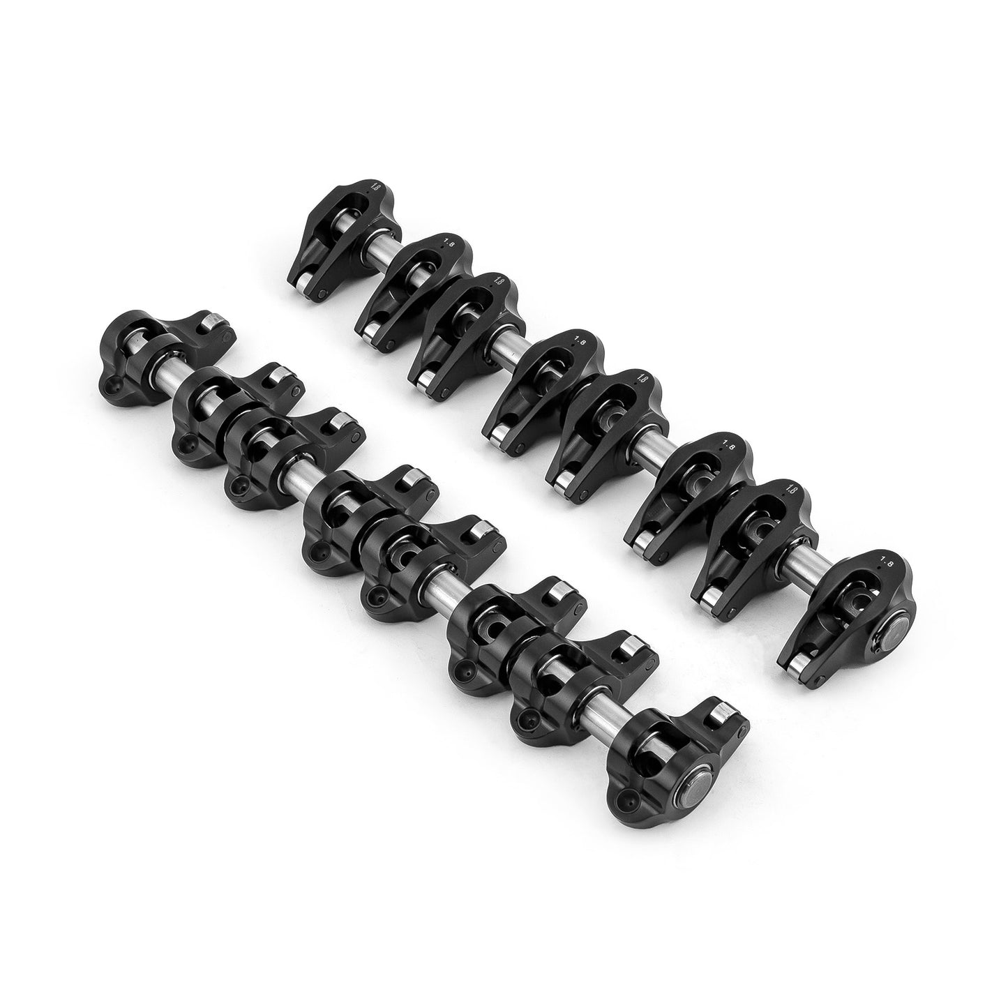 Juego de balancines de rodillos con pedestal de aluminio para Chevy LS3 1.8 Ratio, color negro