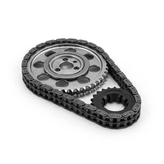 Kit de cadena de distribución de acero billet de 9 chaveteros y doble rodillo para Chevy SBC 350 (Tor/Brg)