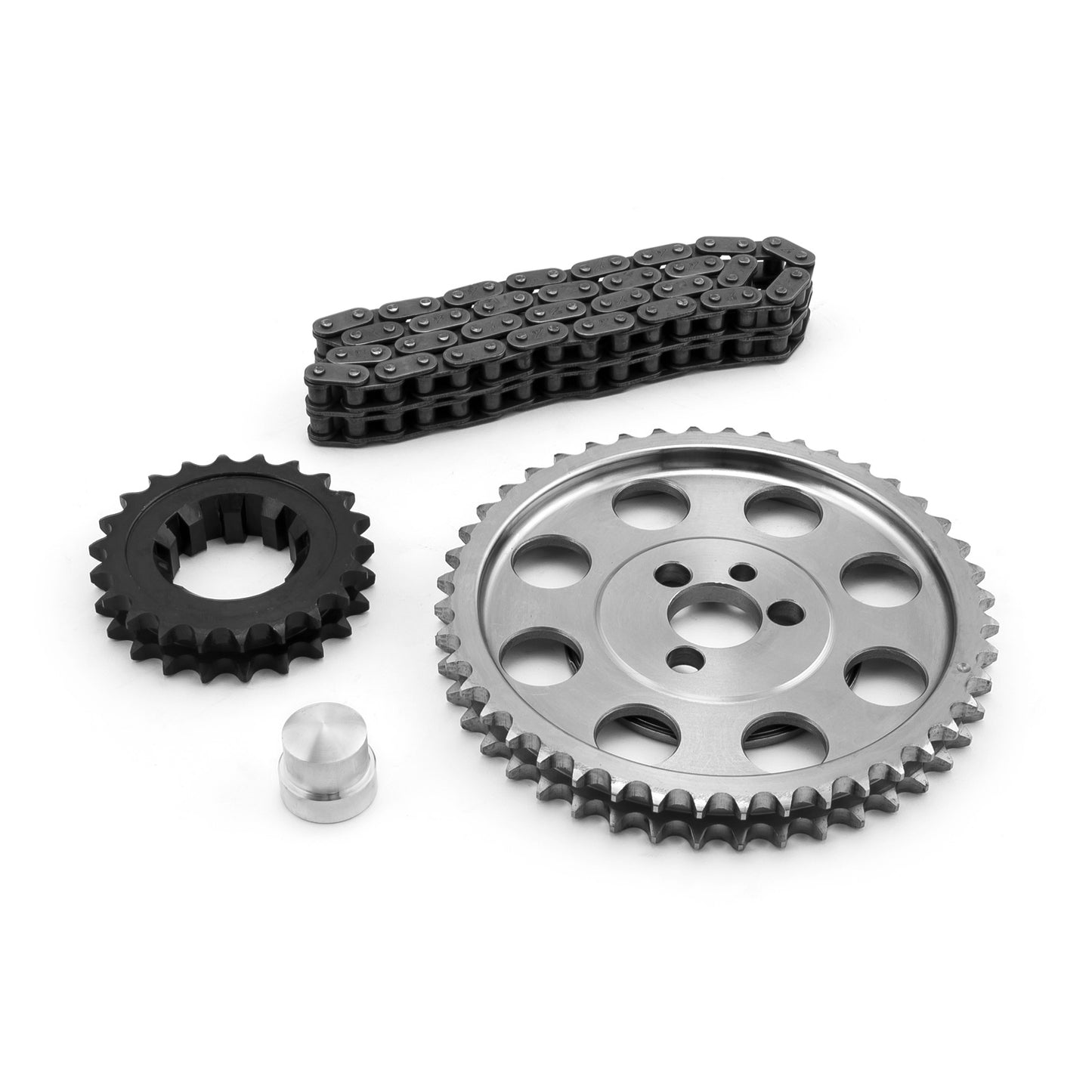 Kit de cadena de distribución de acero billet de 9 chaveteros y doble rodillo para Chevy SBC 350 (Tor/Brg)