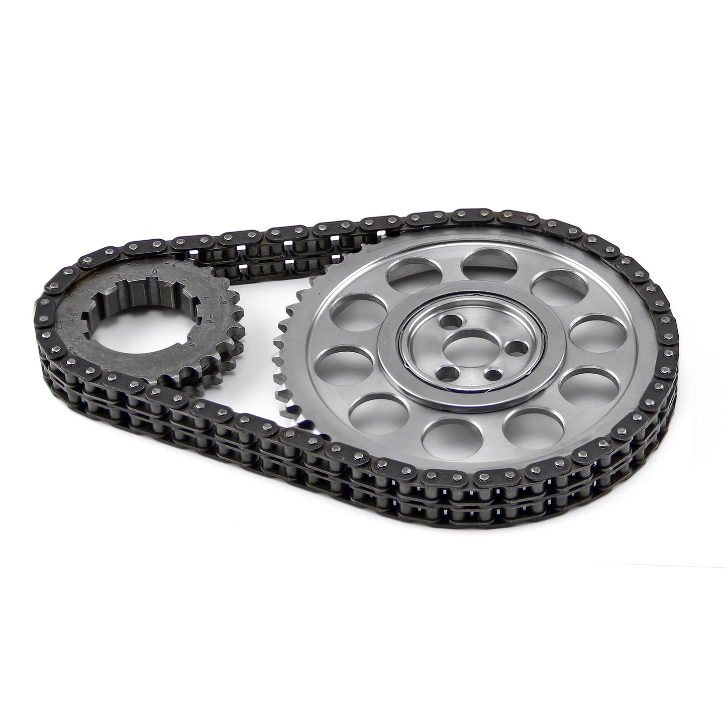 Kit de cadena de distribución de acero billet de 9 ranuras y doble rodillo para Chevy BBC 454 (Brs/Brg)