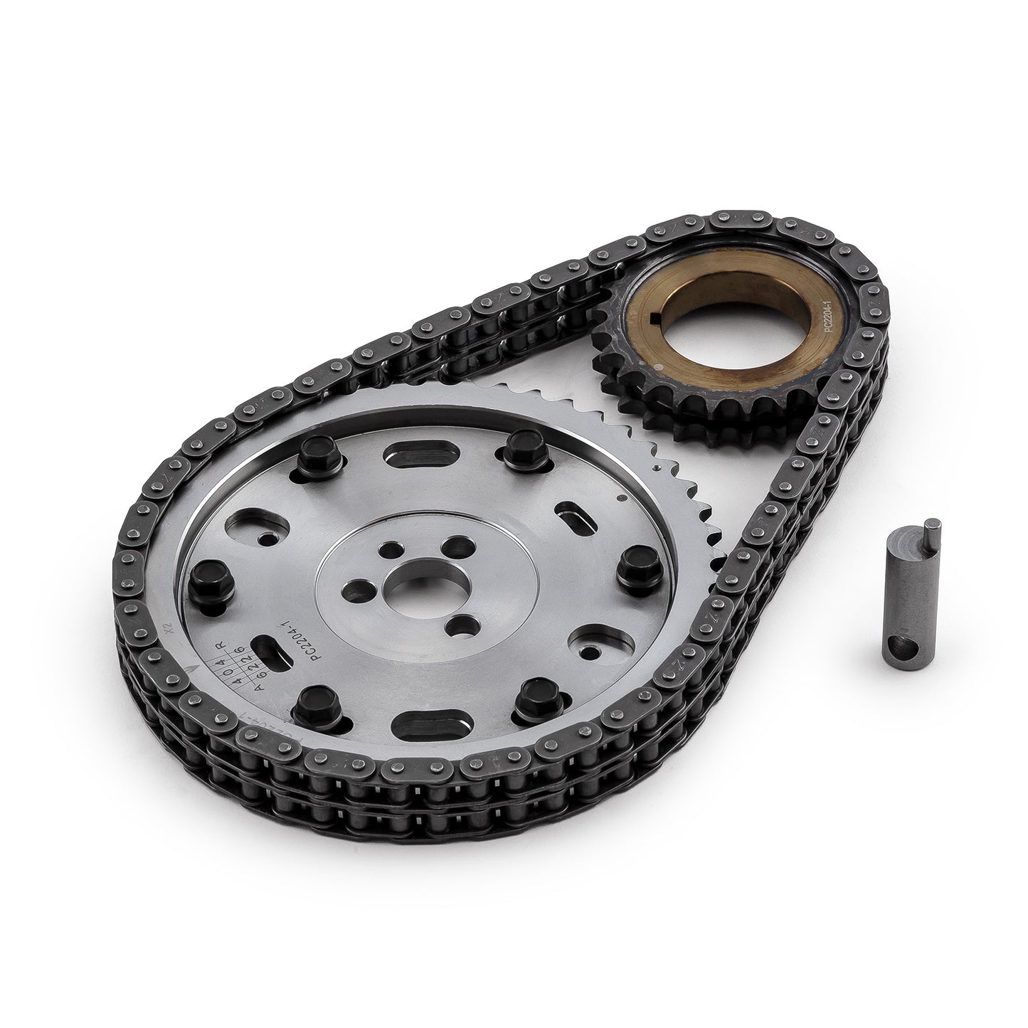 Kit de cadena de distribución y cubierta de acero billet ajustable de 2 piezas para Chevy BBC 454 con doble rodillo
