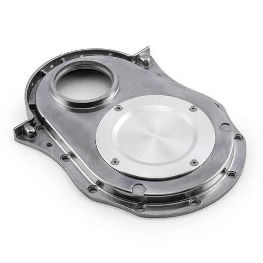 Cubierta de cadena de distribución de aluminio de 2 piezas con placa de inspección para Chevy BBC 454 (1.ª a 4.ª generación)