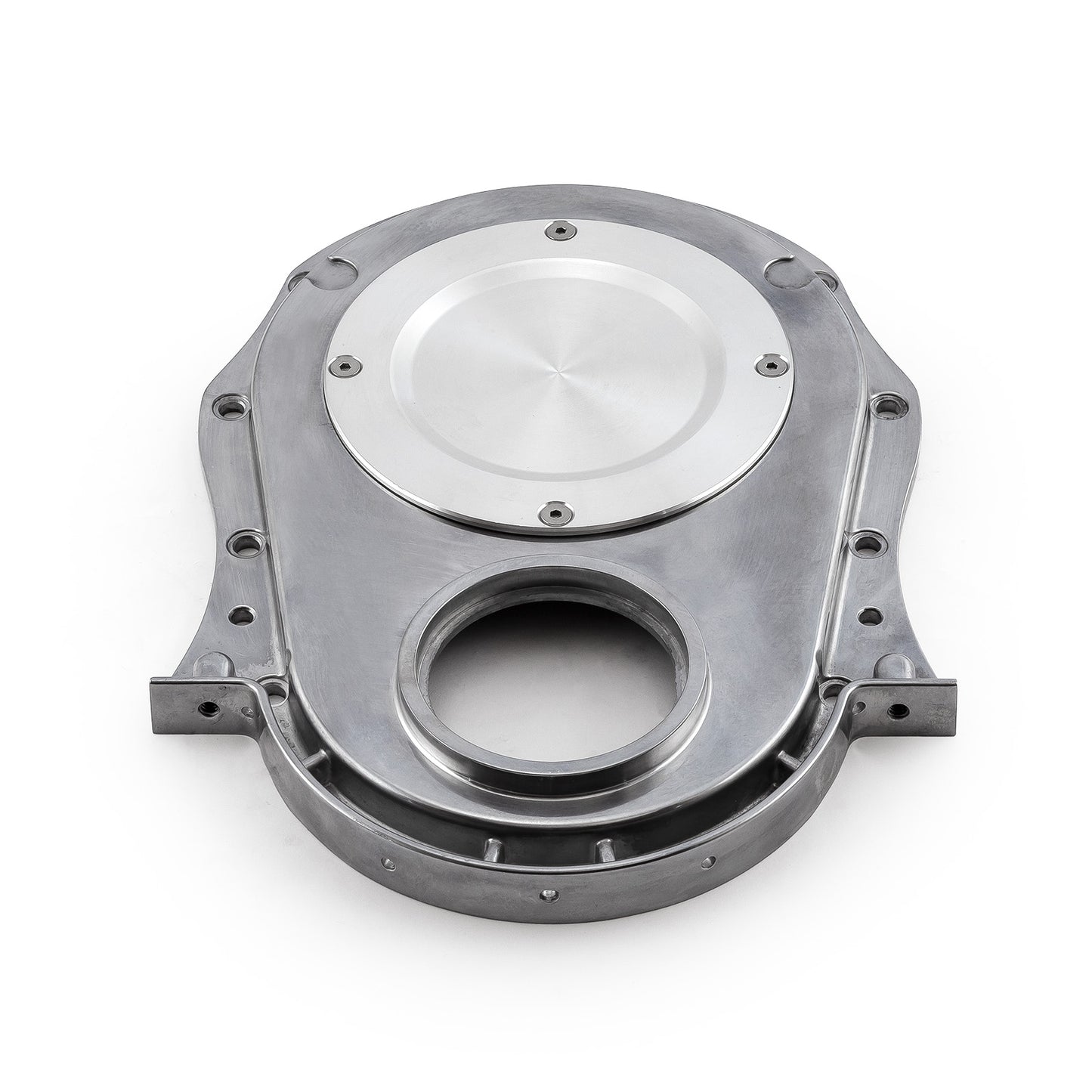 Cubierta de cadena de distribución de aluminio de 2 piezas con placa de inspección para Chevy BBC 454 (1.ª a 4.ª generación)