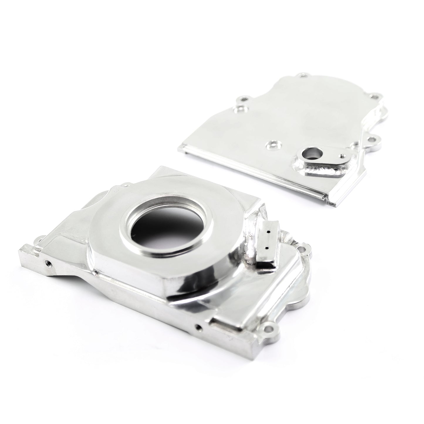 Chevy GM GEN IV LS2 LS3 Polished Front 2pc Timing Cover with Cam Sensor Port