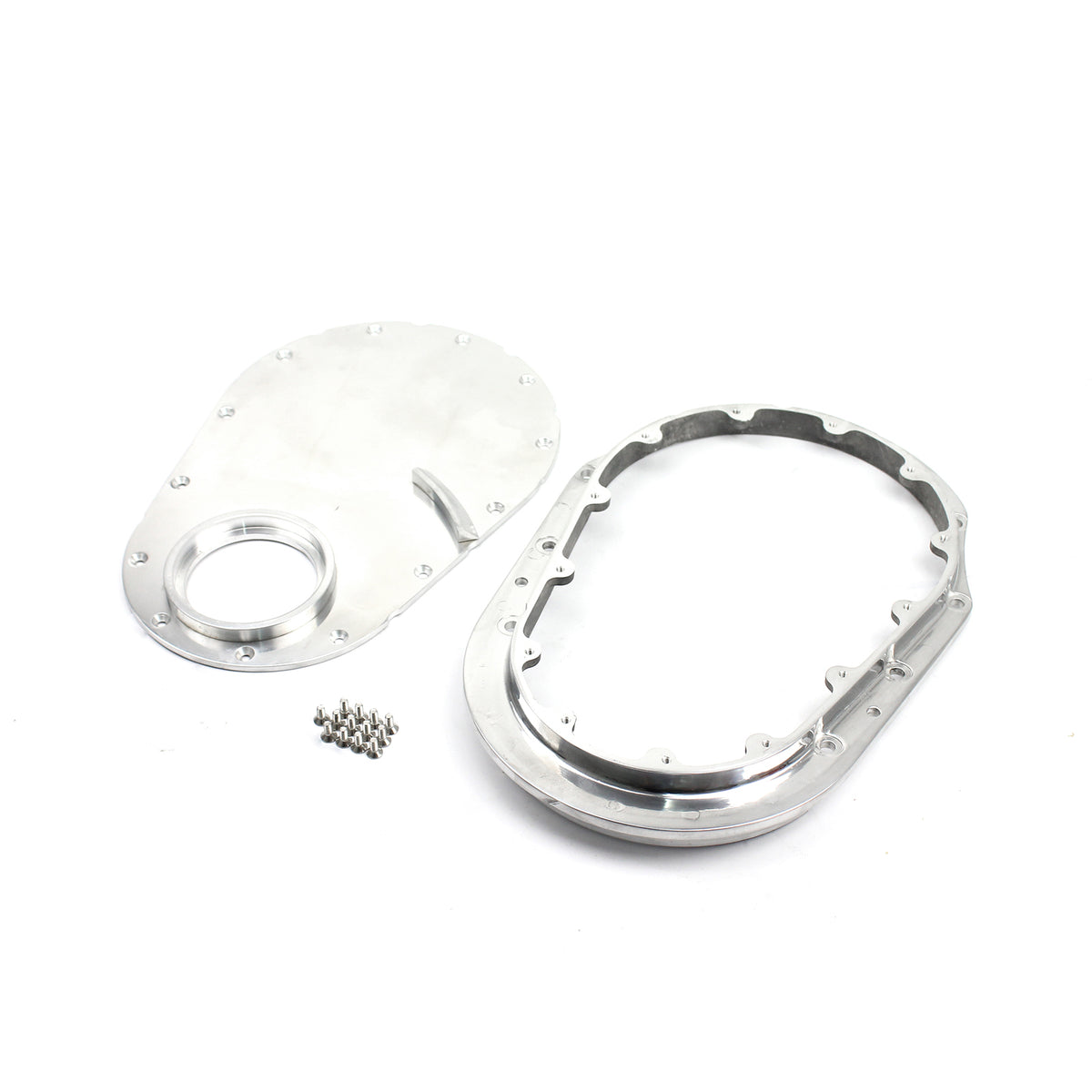 Cubierta de cadena de distribución delantera de aluminio extraíble de 2 piezas pulida para Chevy BBC 454 Gen 5