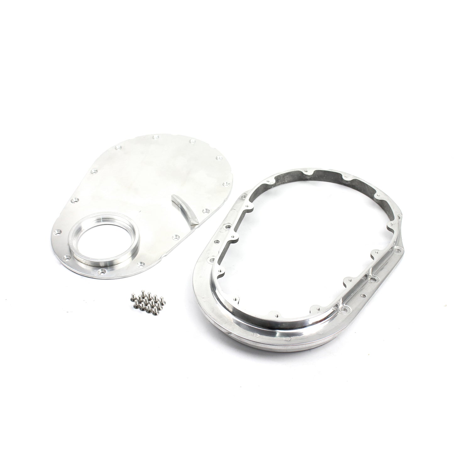 Cubierta de cadena de distribución delantera de aluminio extraíble de 2 piezas pulida para Chevy BBC 454 Gen 5